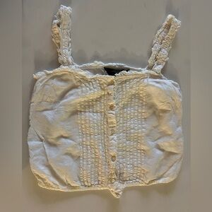 Weekend MAX MARA white Linen Peasant Chemise Button down sleeveless top